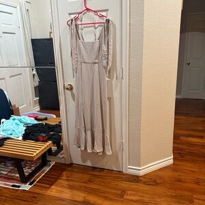 MU Mu dress .from shoulder down 50 .waist 16 .color apricot